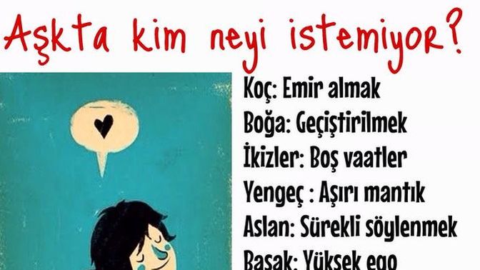 Burçlar Aşkta kim neyi istemiyor?