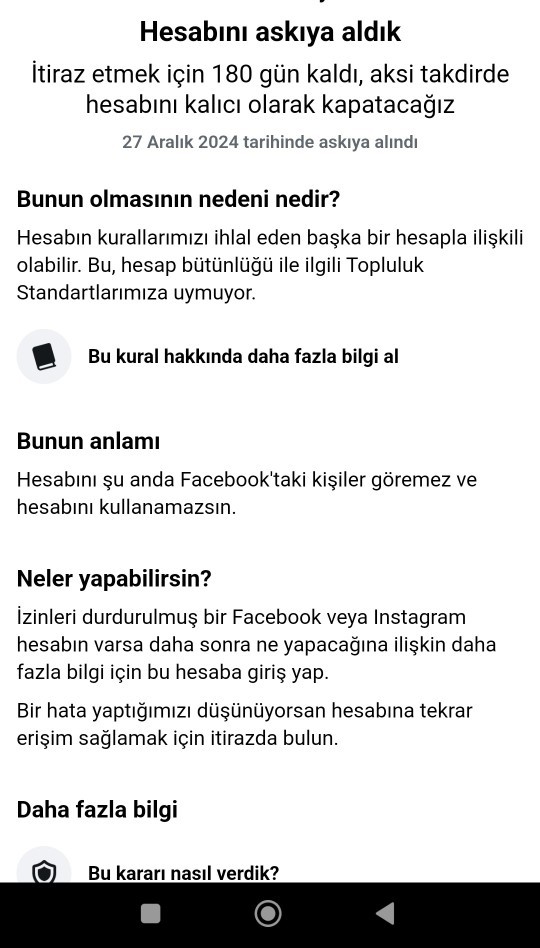 Facebook hesabımı durup duruken askıya alıyor neden?