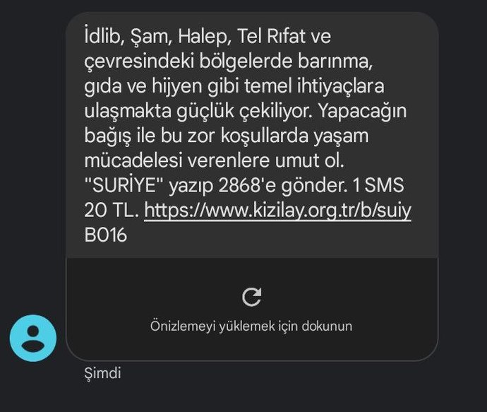 Kızılayın Suriye mesajı sizede geldi mi?