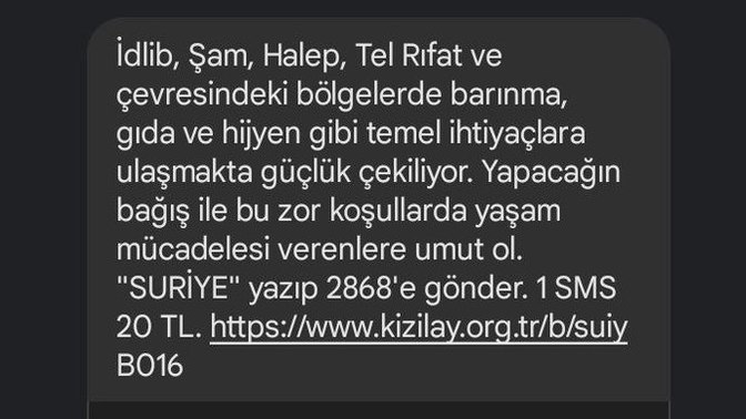 Kızılay'ın Suriye mesajı sizede geldi mi?