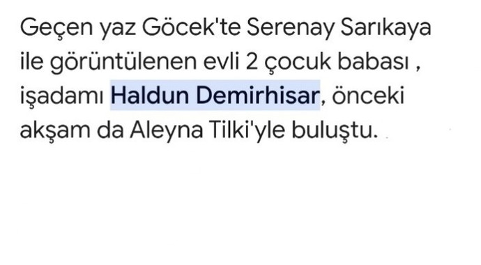 Evli iş adamı aynı anda hem aleyna tilkiyi hem serenayı idare etmiş?
