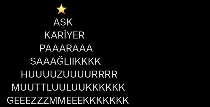 Görselde ki yılbaşı ağacında yer alanlardan sağlık dışında yeni yılda en çok olmasını istediğiniz o şey hangisi?
