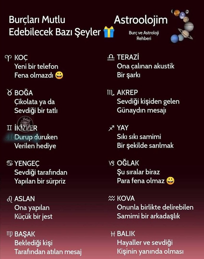 Burçları mutlu edebilecek hediyeler nedir?