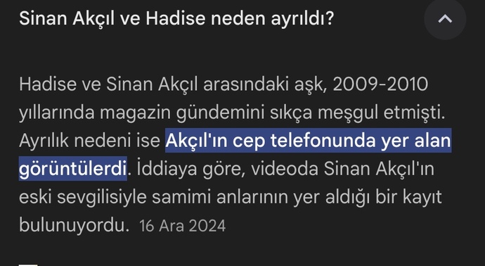 Hadisenin Sinan ile söylediği?