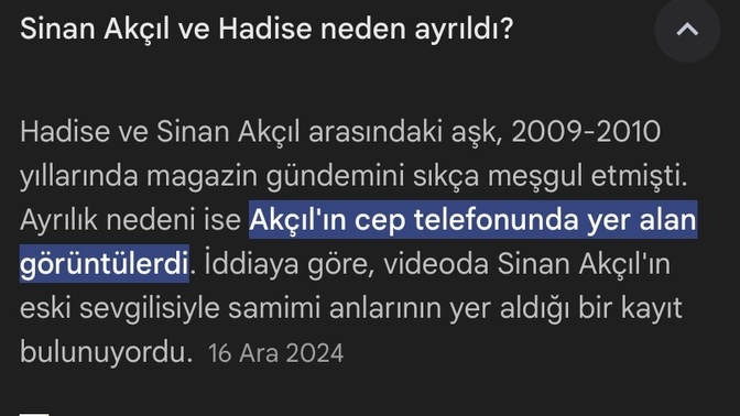 Hadisenin Sinan ile söylediği?