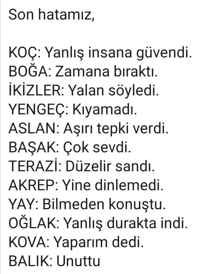Burçların son hatası nedir?
