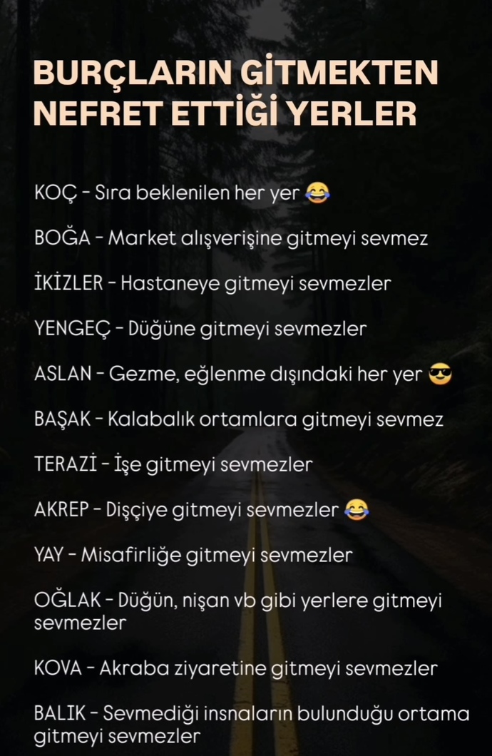Burçların gitmekten nefret ettiği yerler neredir?