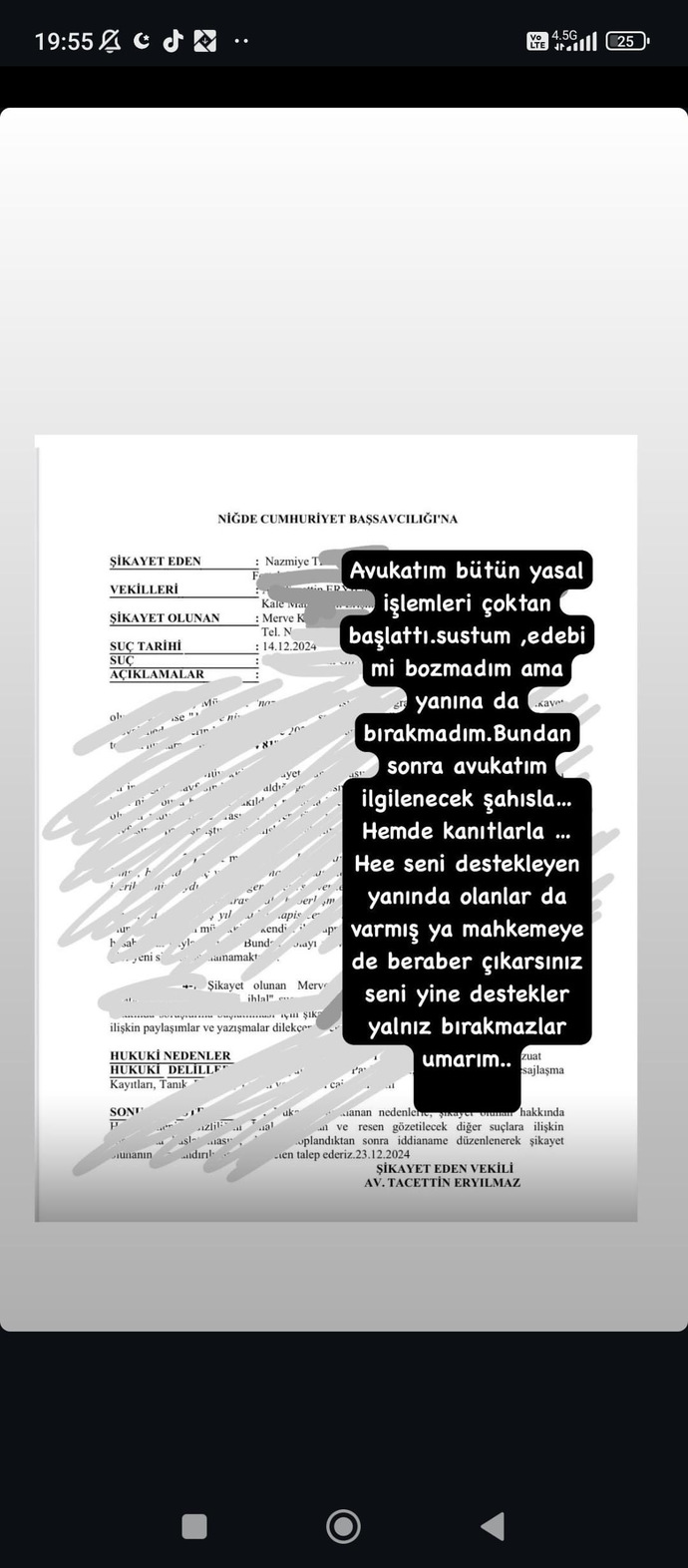 Ekran resimlerini paylaştım diye beni şikayet etmiş?