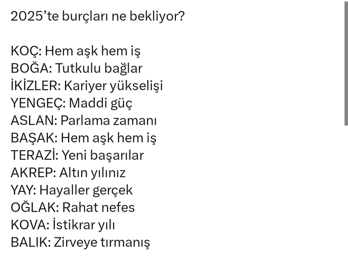 Burcunuza göre 2025te sizi neler bekliyor?
