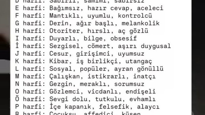İsminin ilk harfinin karakterinize etkileri nelermiş?