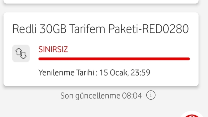 Redli 30 GB pakete neler dahil?