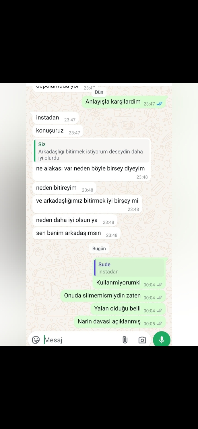 Konuştuğum kizla 3 defa arkasligimizi bitirdik şimdi yine yazmış ne yapiyim barisyimmi beni yedekte tutup kullanıyor galiba işine?
