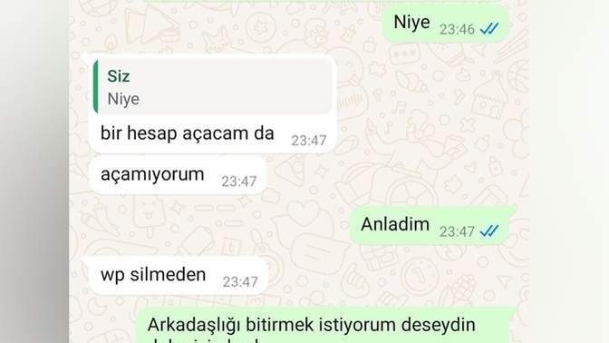 Konuştuğum kizla 3 defa arkasligimizi bitirdik şimdi yine yazmış ne yapiyim barisyimmi beni yedekte tutup kullanıyor galiba işine?