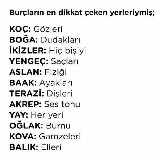 Burcunuza göre en dikkat çeken yeriniz neresi 🙄?