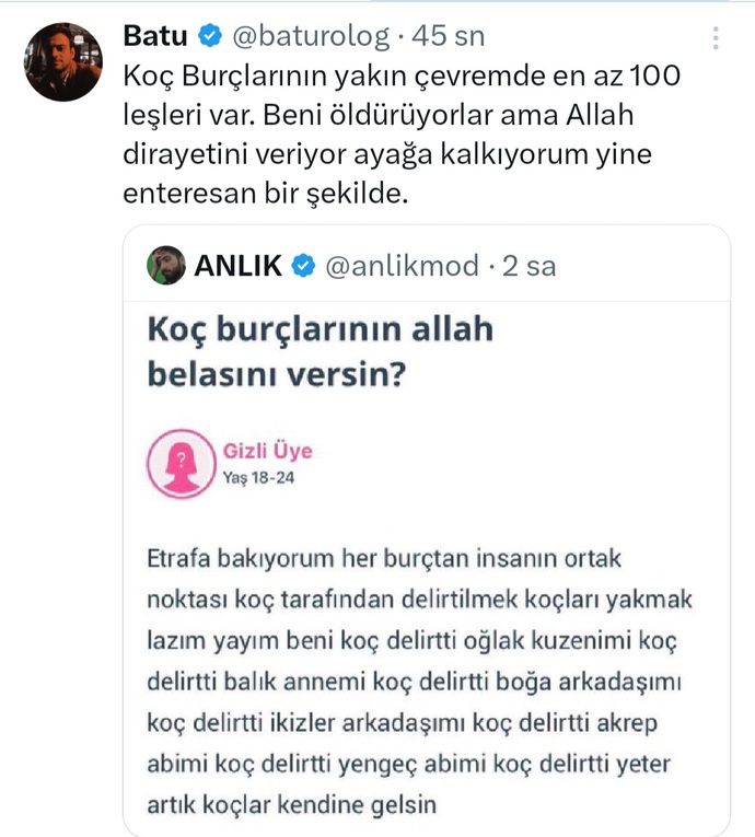 Bütün insanları koç burçları mı delirtiyor?