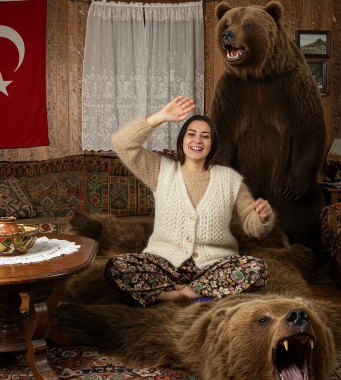 Köy yaşamına bayılıyorum örgü yelek ve doğal kürkler giymeyi çok seviyorum siz köy hayatı seviyor musunuz?