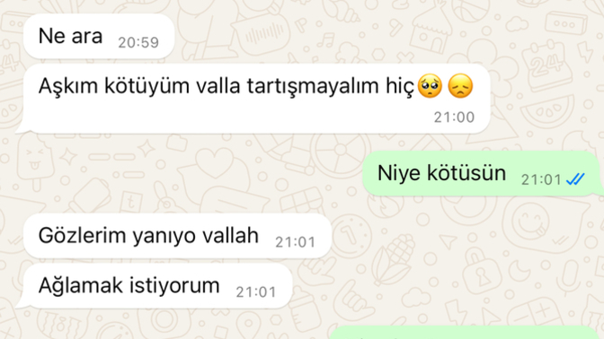 Sevgilim çok duygusal ve ezik gibi değil mi?