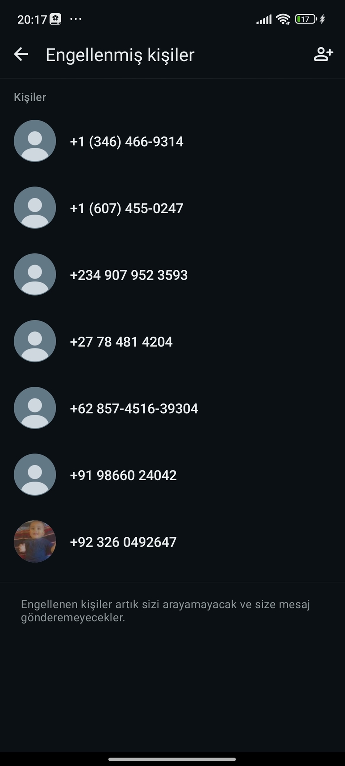 Wp engel listenizde kaç kişi var?