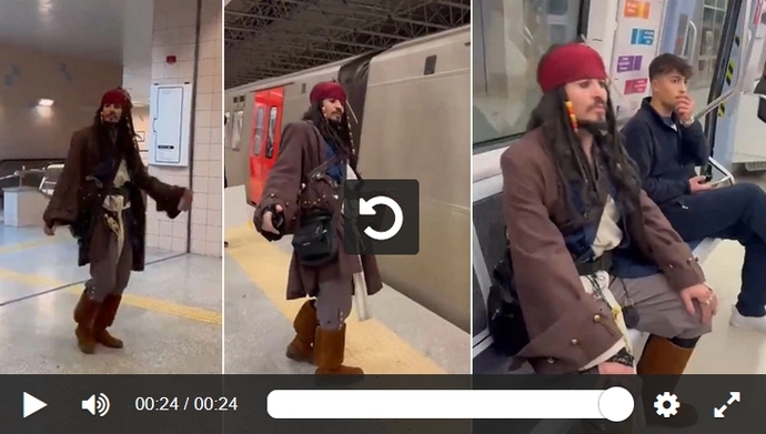 Ankara  da metroya Jack Sparrow bindi! En çok beğendiğiniz film karakteri kim?
