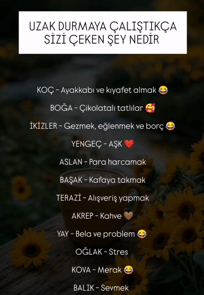 Burçlarda uzak durmaya çalıştıkça sizin çeken nedir?