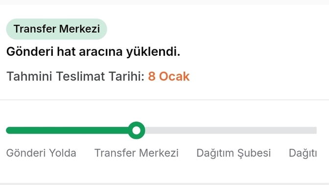 Tahmini teslimat 8 ocak diyordu ama gönderi hat aracina yuklendi diyo dünden beri bugün teslim edilmezmi yani?