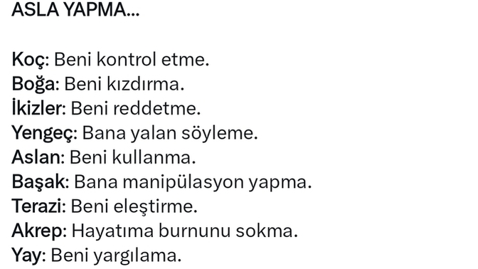 Burçlara asla yapmamanız gereken şeyler nelerdir?