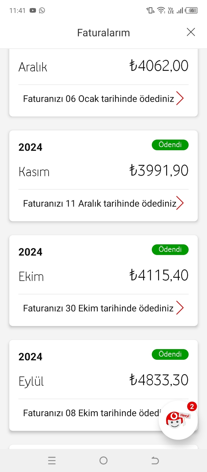 Telefon faturanız kaç TL?