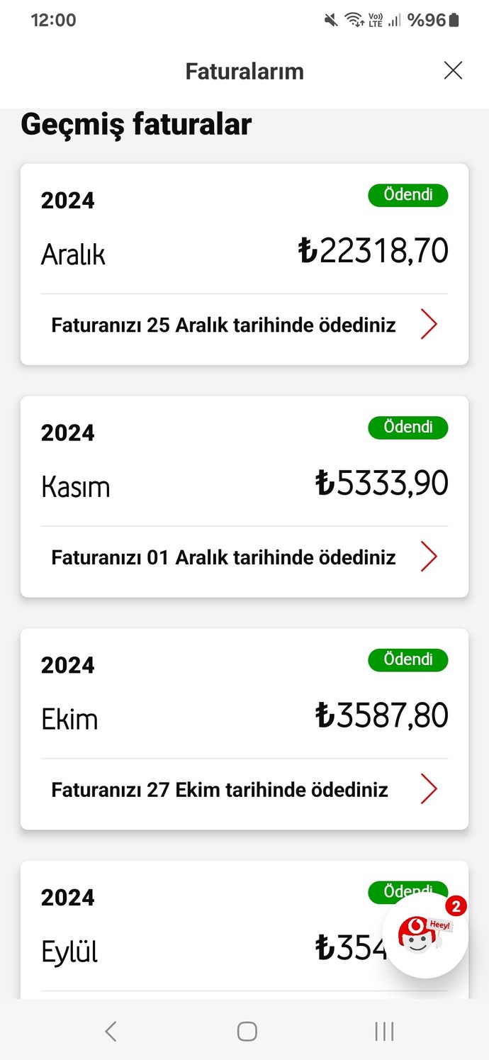 Telefon faturanız aç TL?