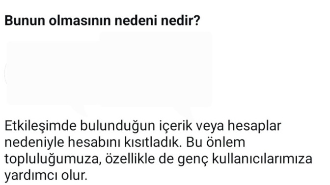 İnstagram da 30 gündür geçmek bilmeyen Belirli hesaplarla etkileşim kısıtlaması?