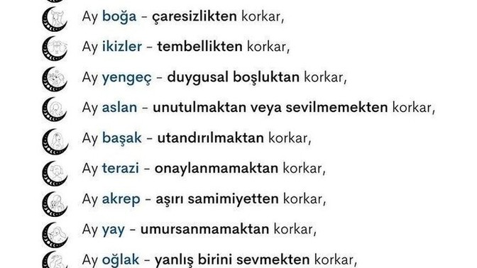 Ay korkularınız nelerdir?