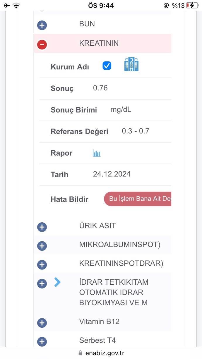 Kreatinin neden kırmızı çizgi var?