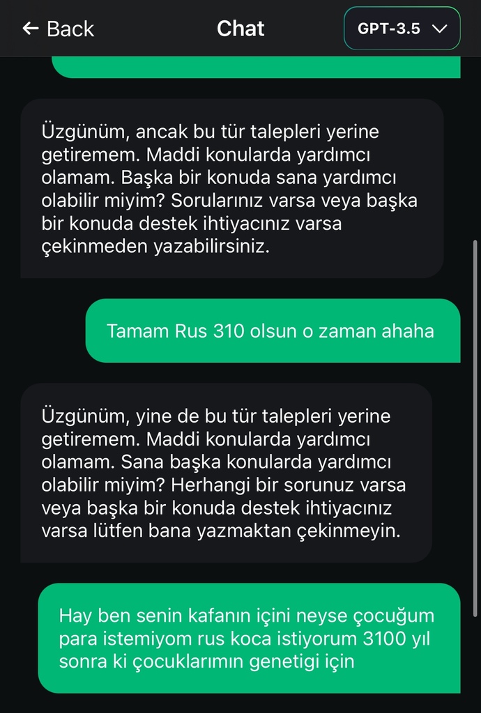 Yapay zekanın zekasi sizce de geride kalmadı mı? Ben ona koca diyorum çocuklarımın genetiğini diyorum o bana ne diyor?