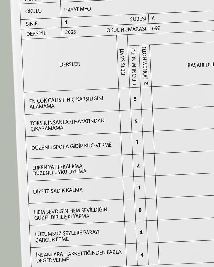 Öğrencilere karne, yetişkinlere Bitik Hayat Belgesi! Hangi notlar sizi temsil ediyor?