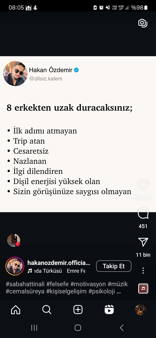 Uzak durulması gereken erkek tipi özelliği nedir?