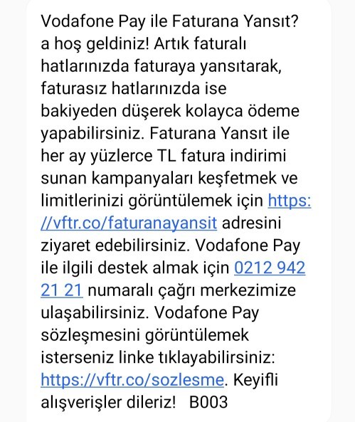 Vodafone arıyor sürekli?