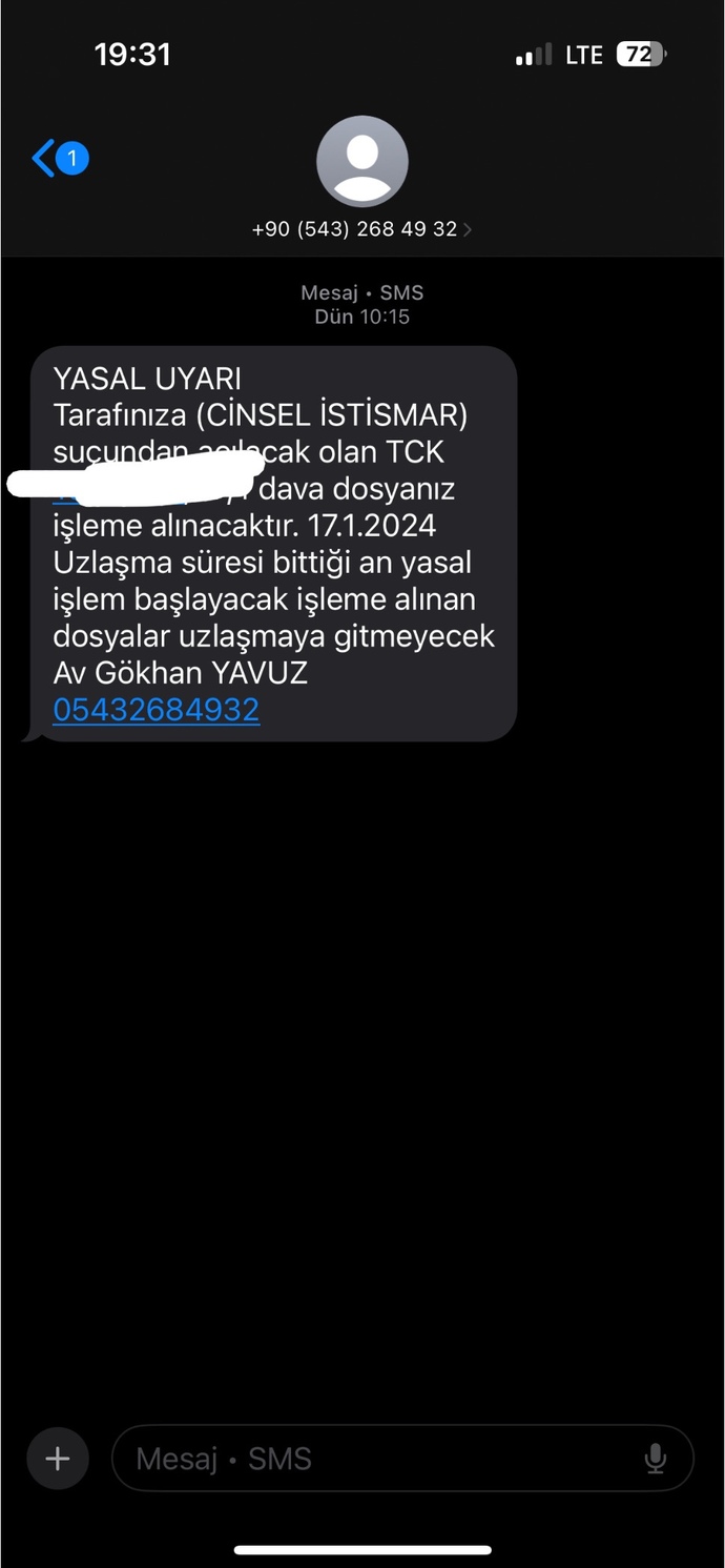 Şöyle bi sms geldi öncesinde arayıp uzlaşmacı olduğunu söyledi bilen biri lütfen?