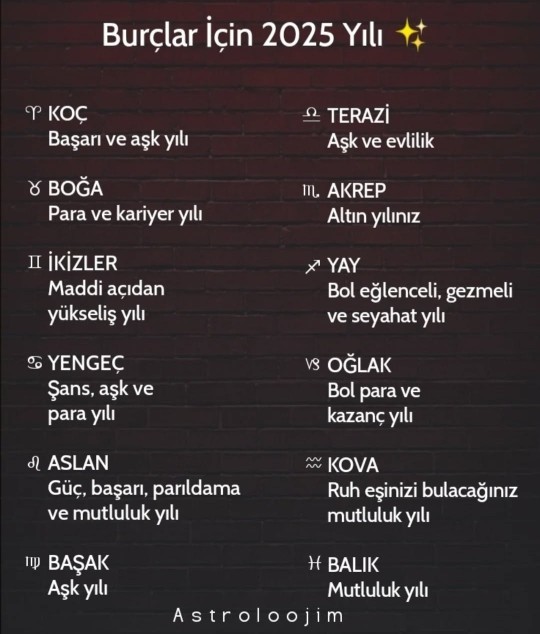 Burçlar İçin 2025 Yılı bakın bakıyım?