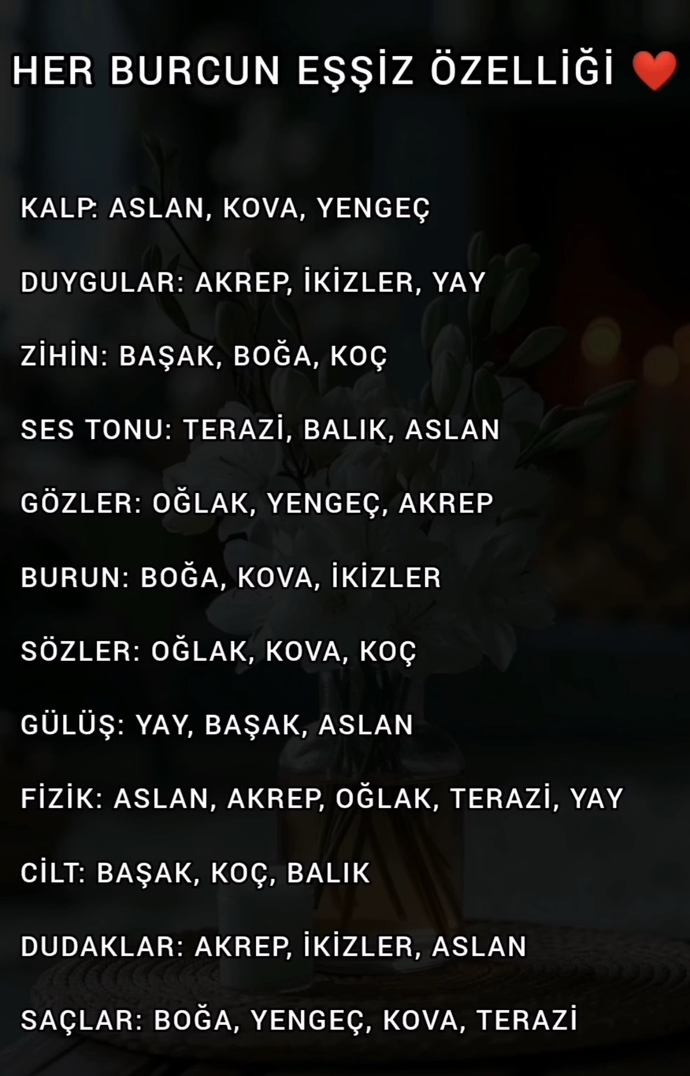 Her burcun eşşiz özelliği nedir?