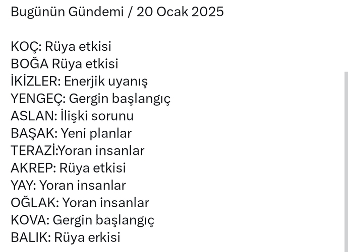 Burcunuza göre bugünkü gündeminiz nedir?