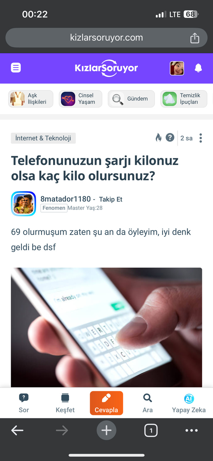 Evet bende 68 ama 73 kiloyum nolcak simdi