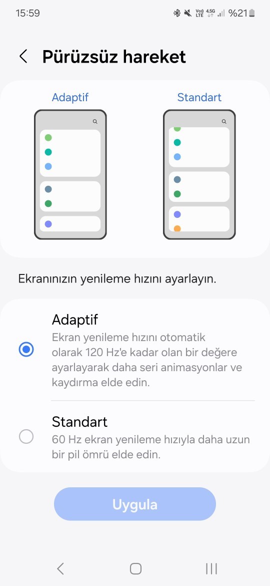 Telefonunuzu hangi ekran yenileme hızın da kullanıyorsunuz?