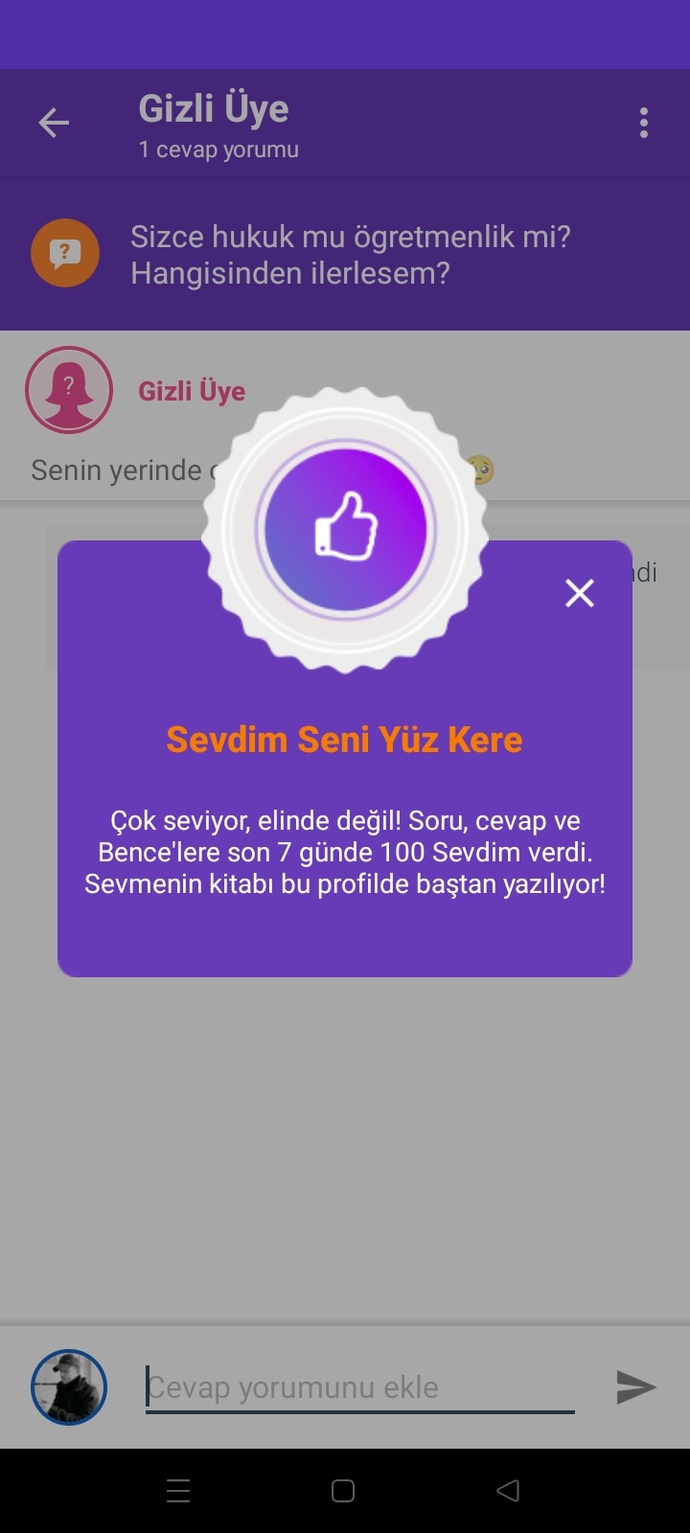 "Senin yerinde olmayı çok isterdim"