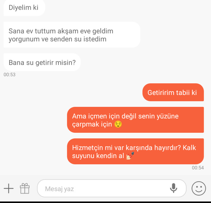 Sevgiliniz sizden su istese getirir misiniz 💅🏻?