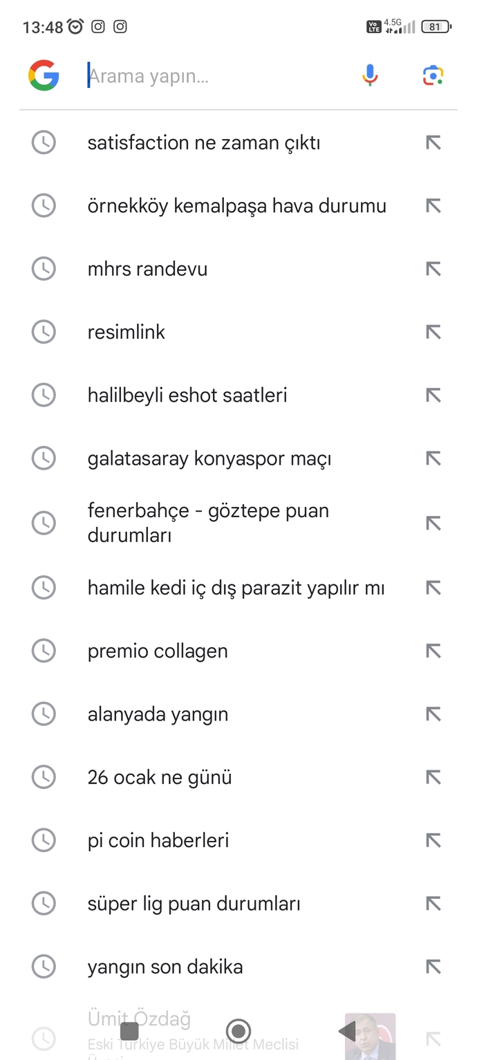 Google de en son aramanız nedir?