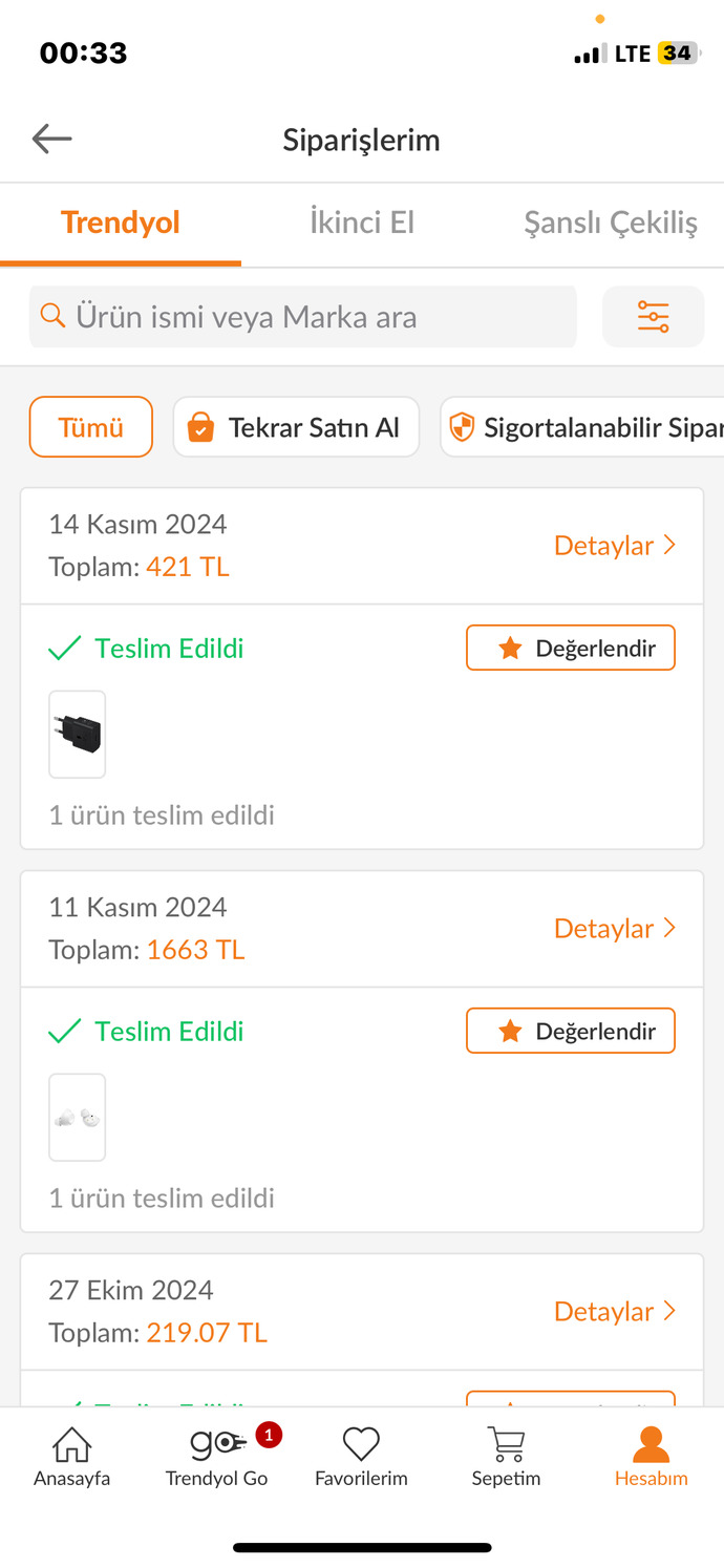 2,3 aydır internetten alışveriş yapmıyorum 