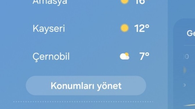 Telefonunuzun hava durumu uygulamasın da hangi şehirler mevcut?
