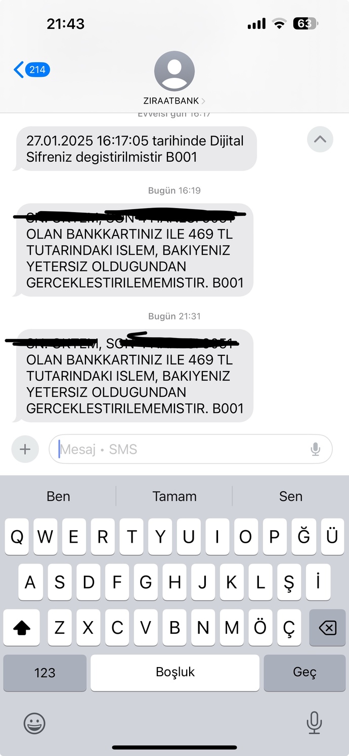 Hesabımdan para çekilmeye çalışılmış, neden olabilir?