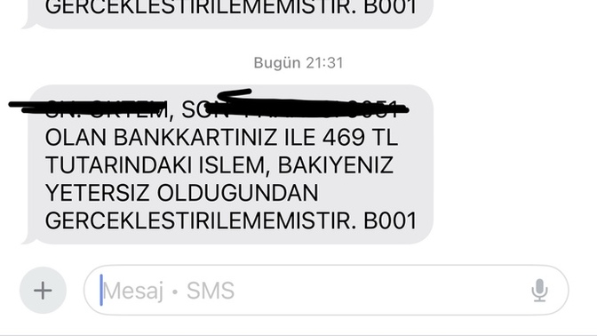 Hesabımdan para çekilmeye çalışılmış, neden olabilir?