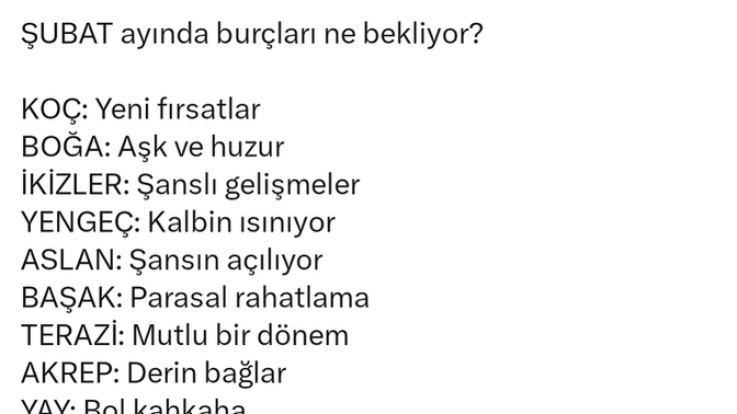 Burcunuza göre  Şubat  ayında sizleri neler bekliyor?