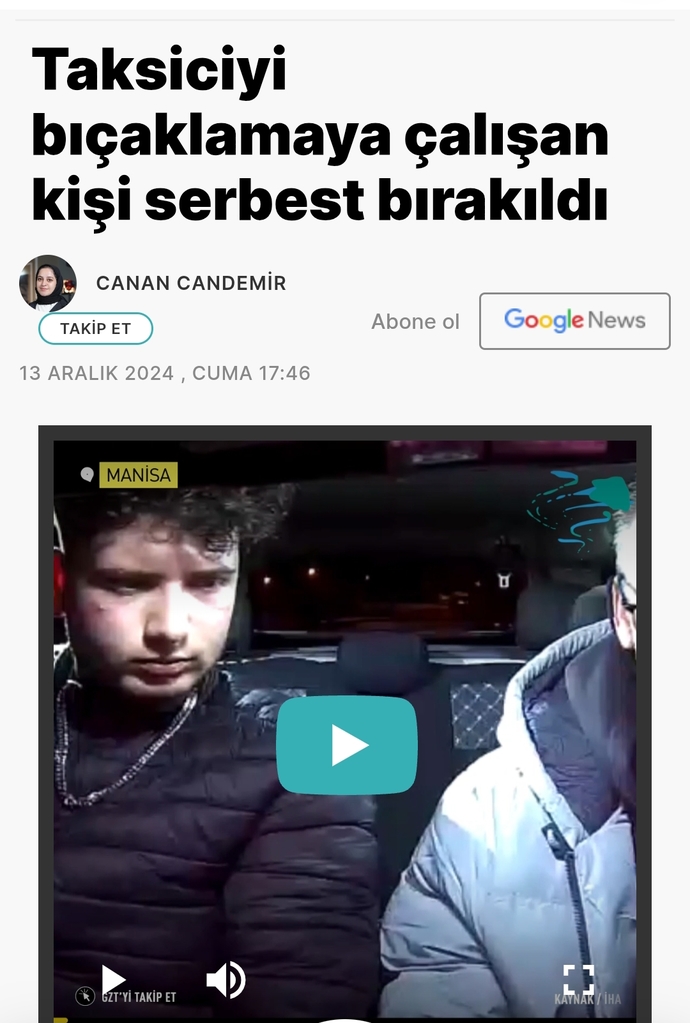 Taksiciyi bıçaklamaya çalışan kişi nasıl serbest kalır yahi?
